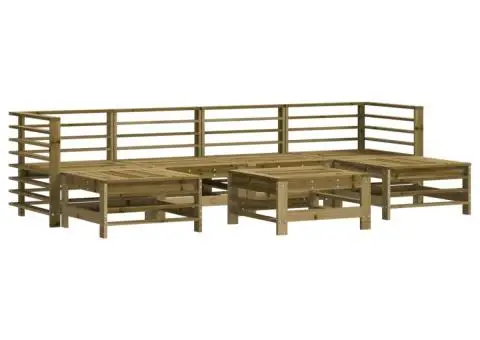 Set mobilier de grădină cu perne, 7 piese, lemn de pin tratat - 3/5