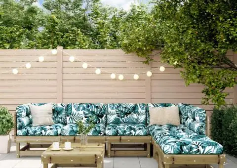 Set mobilier de grădină cu perne, 7 piese, lemn de pin tratat - 1/5