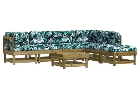 Set mobilier de grădină cu perne, 7 piese, lemn de pin tratat - 2/5