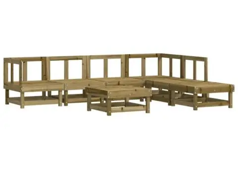 Set mobilier de grădină cu perne, 7 piese, lemn de pin tratat - 3/5
