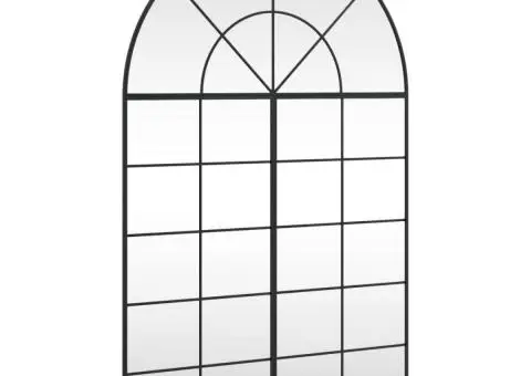 Oglindă de perete, negru, 100x150 cm, arcuită, fier - 2/5