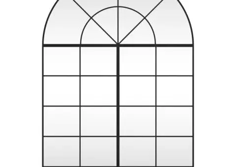 Oglindă de perete, negru, 100x150 cm, arcuită, fier - 3/5