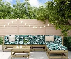 vidaXL Set mobilier de grădină cu perne, 7 piese, lemn de pin tratat