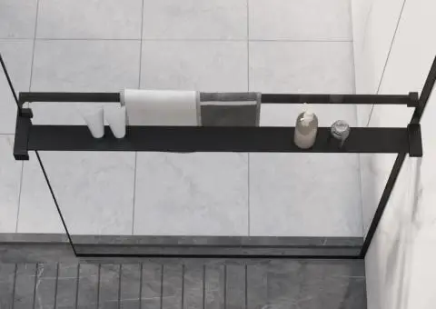 Raft de duș pentru perete cabină de duș, negru, 80 cm, aluminiu - 1/5