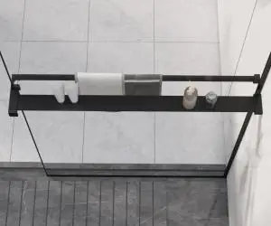 vidaXL Raft de duș pentru perete cabină de duș, negru, 80 cm, aluminiu
