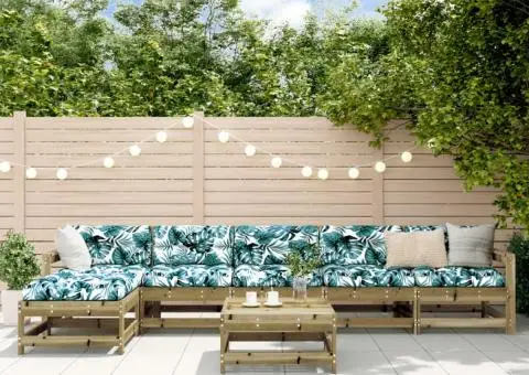 Set mobilier de grădină cu perne, 7 piese, lemn de pin tratat - 1/5