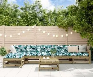 vidaXL Set mobilier de grădină cu perne, 7 piese, lemn de pin tratat