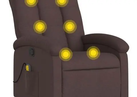 Fotoliu de masaj rabatabil, maro închis, material textil - 2/5