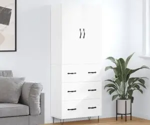 vidaXL Dulap înalt, alb, 69,5x34x180 cm, lemn compozit