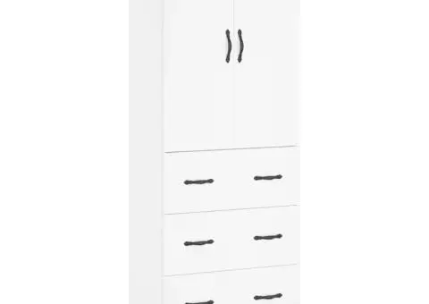 Dulap înalt, alb, 69,5x34x180 cm, lemn compozit - 2/5