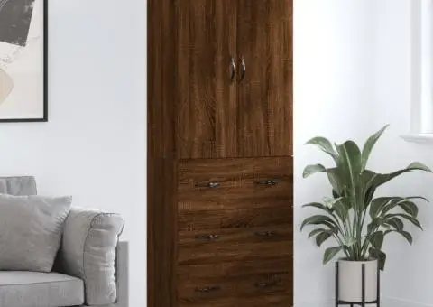 Dulap înalt, stejar maro, 69,5x34x180 cm, lemn compozit - 1/5