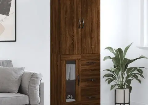 Dulap înalt, stejar maro, 69,5x34x180 cm, lemn compozit - 1/5