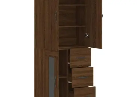Dulap înalt, stejar maro, 69,5x34x180 cm, lemn compozit - 4/5