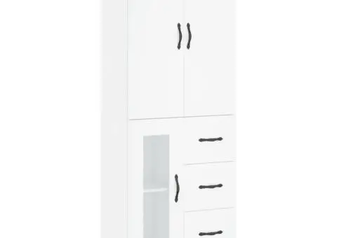 Dulap înalt, alb, 69,5x34x180 cm, lemn compozit - 2/5