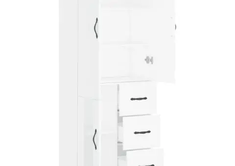 Dulap înalt, alb, 69,5x34x180 cm, lemn compozit - 4/5