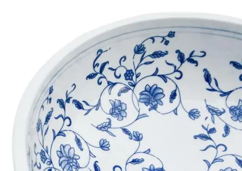 Lavoar de blat, alb și albastru, rotund, Φ41x14 cm, ceramică - 5/5