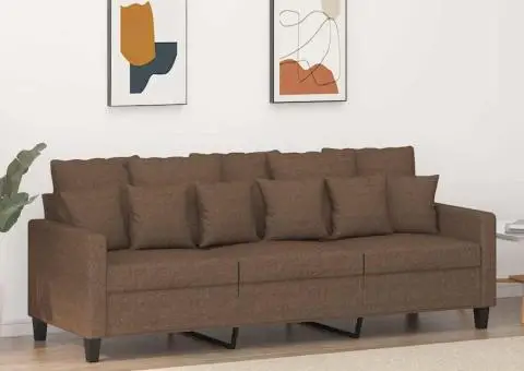 Canapea cu 3 locuri, maro, 180 cm, material textil - 1/5
