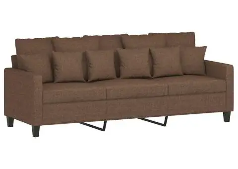 Canapea cu 3 locuri, maro, 180 cm, material textil - 2/5