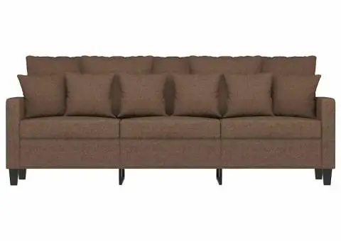 Canapea cu 3 locuri, maro, 180 cm, material textil - 3/5
