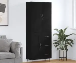 vidaXL Dulap înalt, negru, 69,5x34x180 cm, lemn compozit