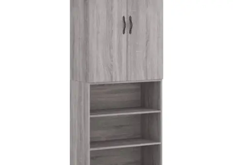 Dulap înalt, gri sonoma, 69,5x34x180 cm, lemn compozit - 2/5