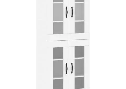 Dulap înalt, alb, 69,5x34x180 cm, lemn compozit - 2/5
