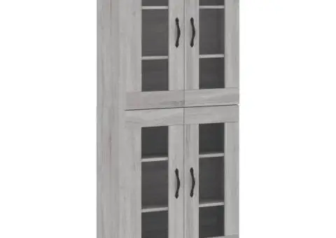 Dulap înalt, gri sonoma, 69,5x34x180 cm, lemn compozit - 2/5