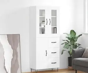 vidaXL Dulap înalt, alb, 69,5x34x180 cm, lemn compozit