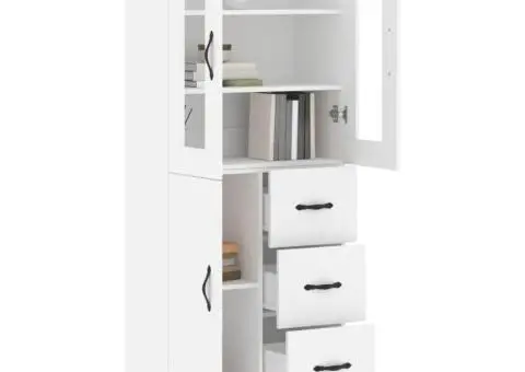 Dulap înalt, alb, 69,5x34x180 cm, lemn compozit - 3/5