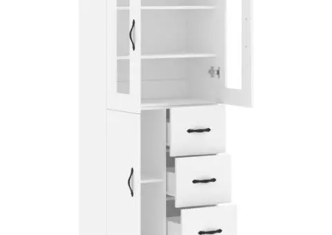 Dulap înalt, alb, 69,5x34x180 cm, lemn compozit - 4/5