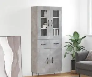 vidaXL Dulap înalt, gri beton, 69,5x34x180, lemn compozit