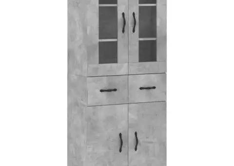 Dulap înalt, gri beton, 69,5x34x180, lemn compozit - 2/5