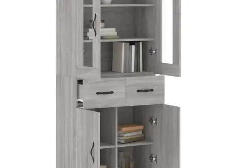 Dulap înalt, gri sonoma, 69,5x34x180 cm, lemn compozit - 3/5