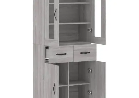 Dulap înalt, gri sonoma, 69,5x34x180 cm, lemn compozit - 4/5