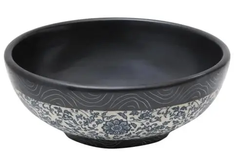 Lavoar de blat, negru și albastru, rotund, Φ41x14 cm, ceramică - 3/5