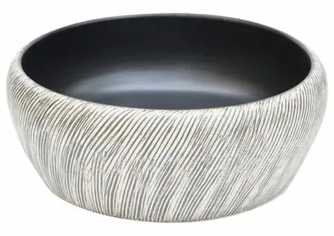 Lavoar de blat, negru și gri, rotund, Φ41x14 cm, ceramică - 3/5