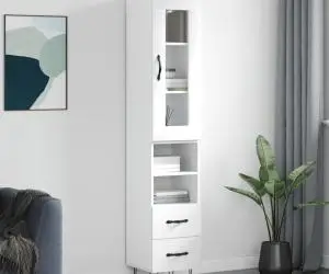 vidaXL Dulap înalt, alb, 34,5x34x180 cm, lemn prelucrat