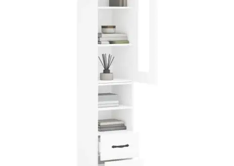 Dulap înalt, alb, 34,5x34x180 cm, lemn prelucrat - 3/5