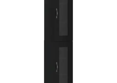 Dulap înalt, negru, 34,5x34x180 cm, lemn prelucrat - 2/5