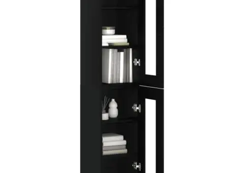 Dulap înalt, negru, 34,5x34x180 cm, lemn prelucrat - 3/5