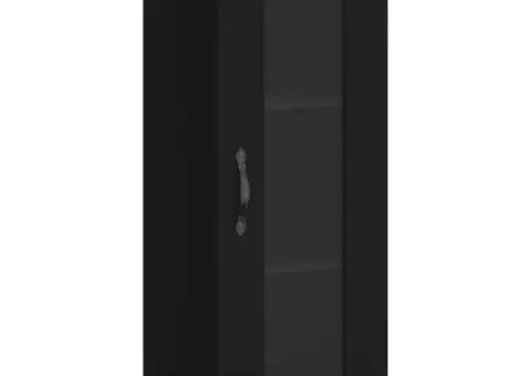 Dulap înalt, negru, 34,5x34x180 cm, lemn prelucrat - 5/5