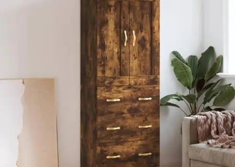 Dulap înalt, stejar fumuriu, 69,5x34x180, lemn compozit - 1/5