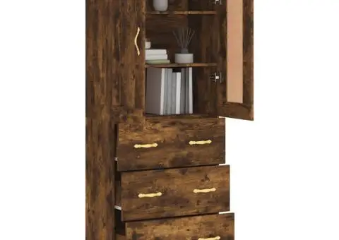 Dulap înalt, stejar fumuriu, 69,5x34x180, lemn compozit - 3/5