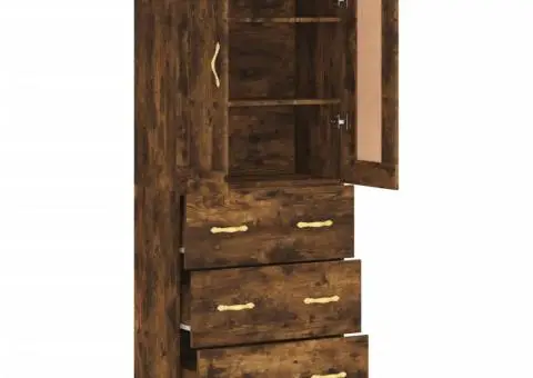 Dulap înalt, stejar fumuriu, 69,5x34x180, lemn compozit - 4/5