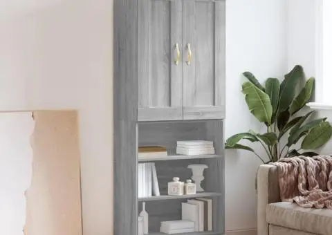 Dulap înalt, gri sonoma, 69,5x34x180 cm, lemn compozit - 1/5