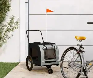 vidaXL Remorcă bicicletă animale companie gri/negru textil oxford/fier