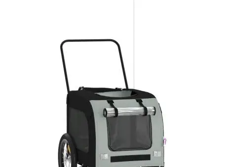 Remorcă bicicletă animale companie gri/negru textil oxford/fier - 3/5