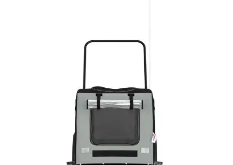 Remorcă bicicletă animale companie gri/negru textil oxford/fier - 4/5