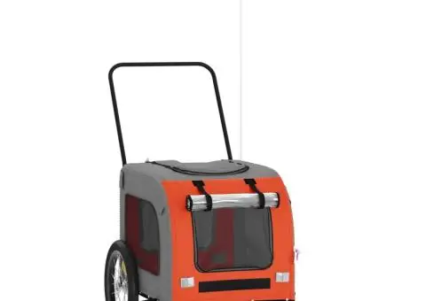 Remorcă de bicicletă animale portocaliu/gri, textil oxford/fier - 2/5