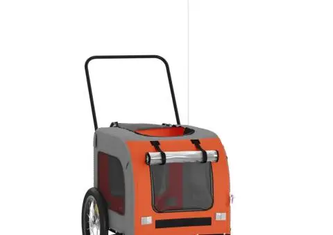 Remorcă de bicicletă animale portocaliu/gri, textil oxford/fier - 3/5